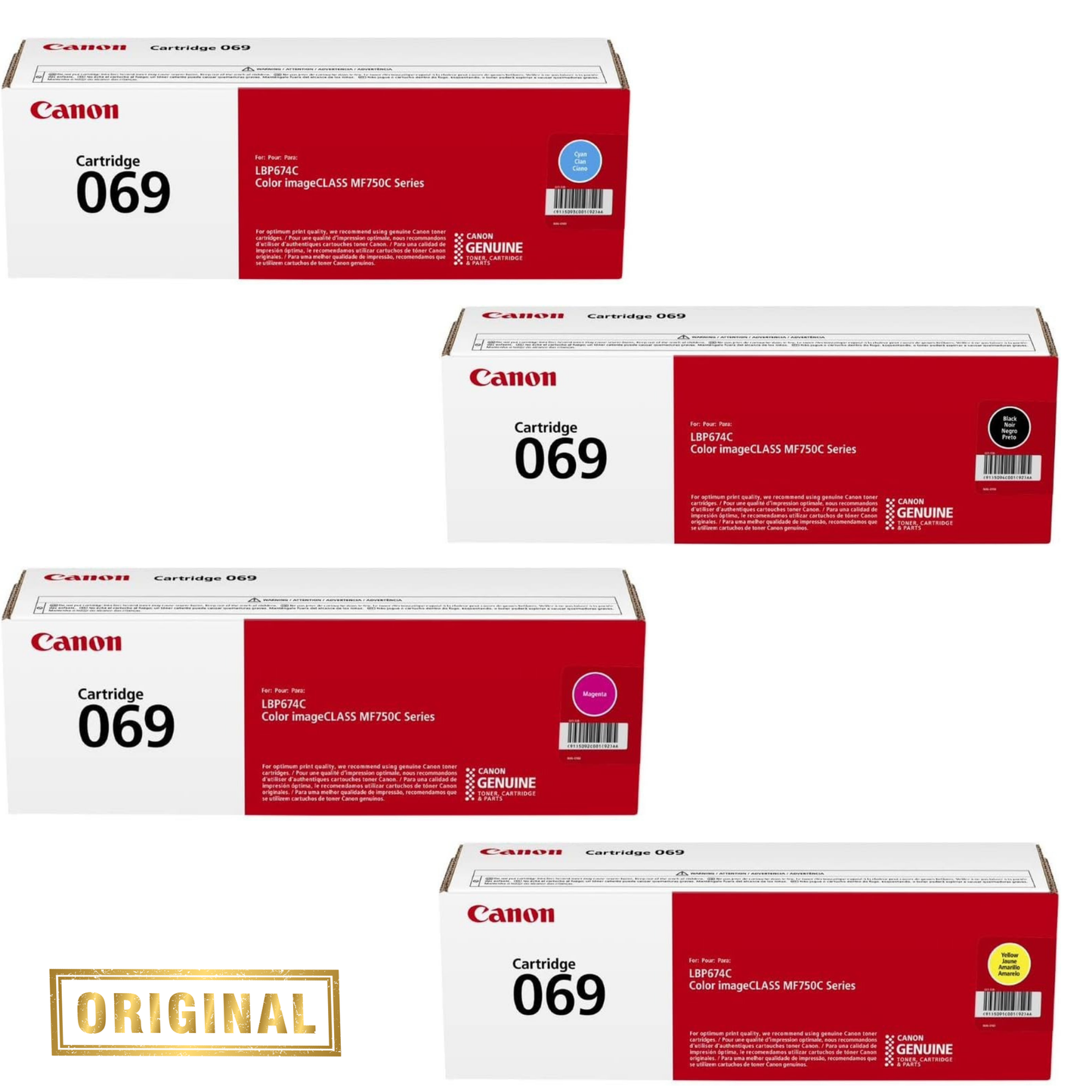 Canon 069 Toner Cartridge Set 4-Pack | OEM CMYK for MF753Cdw LBP674Cdw TonerXpres