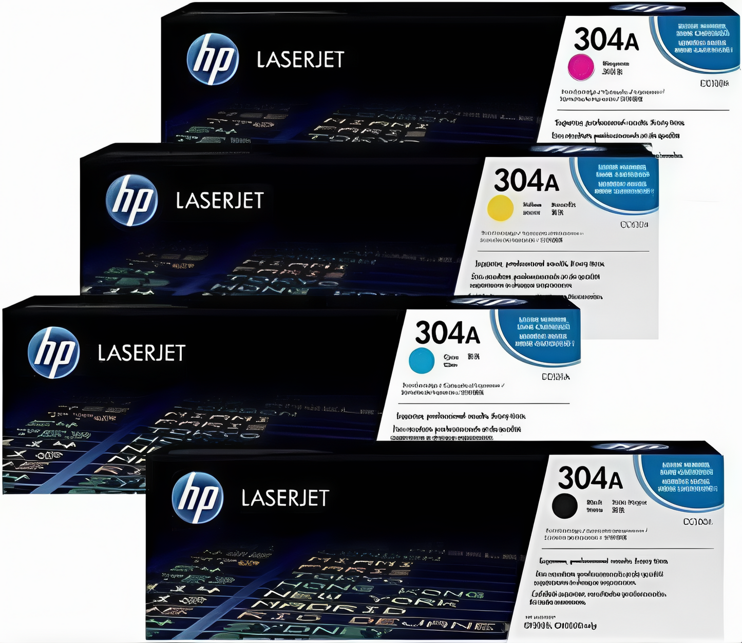 HP 304A 4‑Pack Toner CMYK – Original HP CC530A/531A/532A/533A, High Yield, Compatible CP2025 & CM2320 TonerXpres