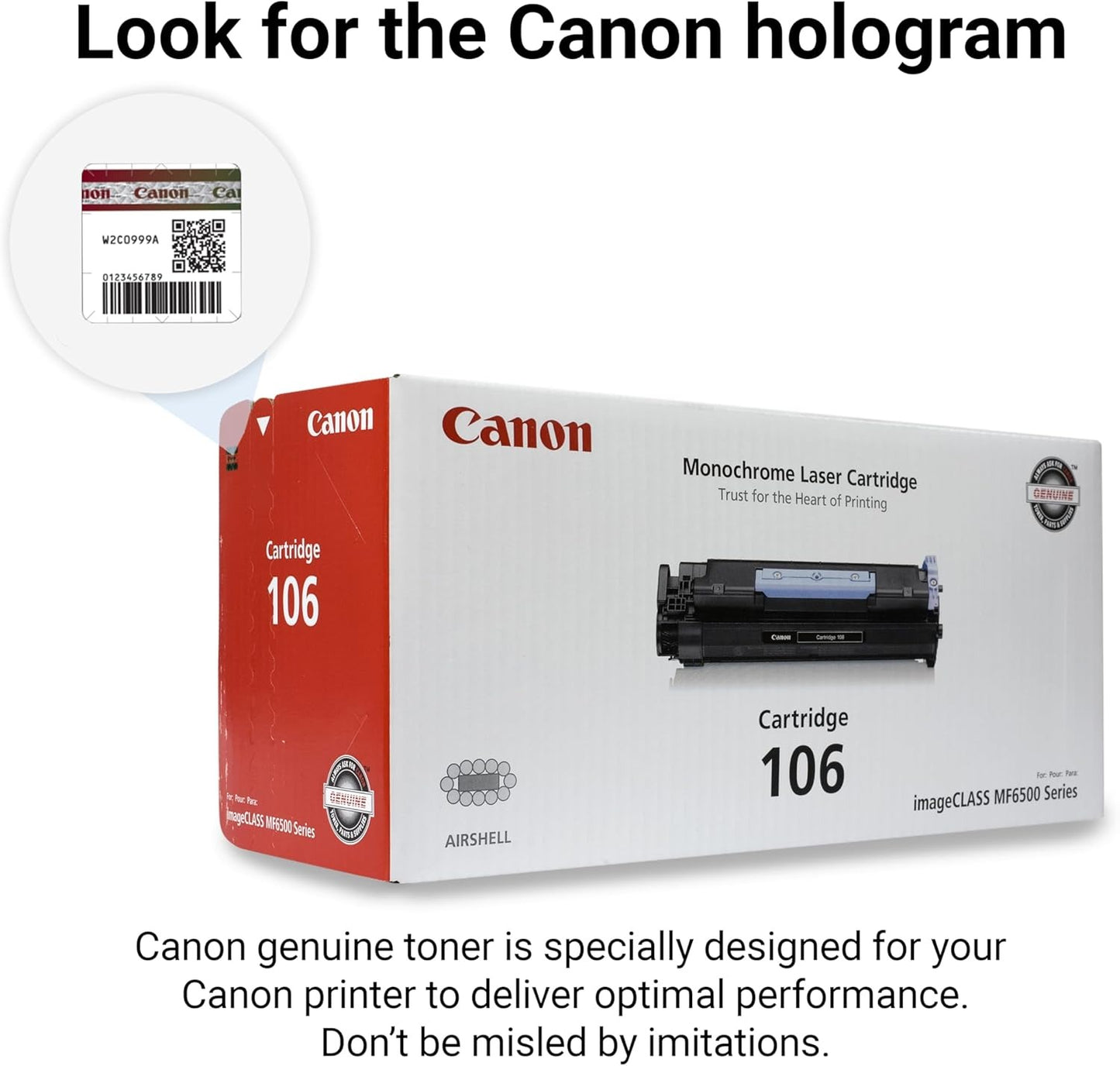 Canon 106 Toner Cartridge  Black (0264B001) 1 Pack, for Canon imageCLASS MF6530, MF6540, MF6550, MF6560, MF6560cx, MF6580, Laser Printer