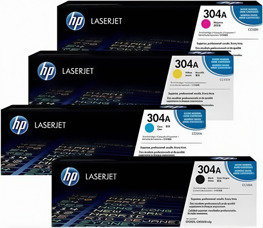 HP 304A 4‑Pack Toner CMYK – Original HP CC530A/531A/532A/533A, High Yield, Compatible CP2025 & CM2320 TonerXpres